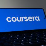 Coursera logo displayed on a smartphone screen.