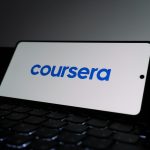 Coursera logo on a smartphone screen.